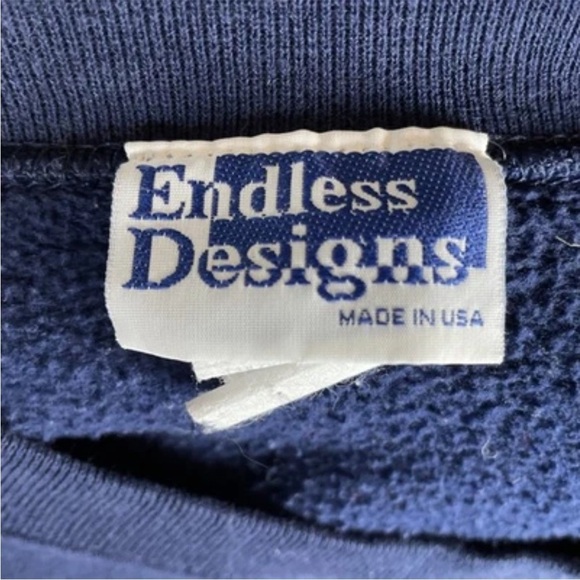 Endless Designs Vintage Winter Cat Birds Crewneck Sweatshirt Size Large In Blue - Picture 6 of 7